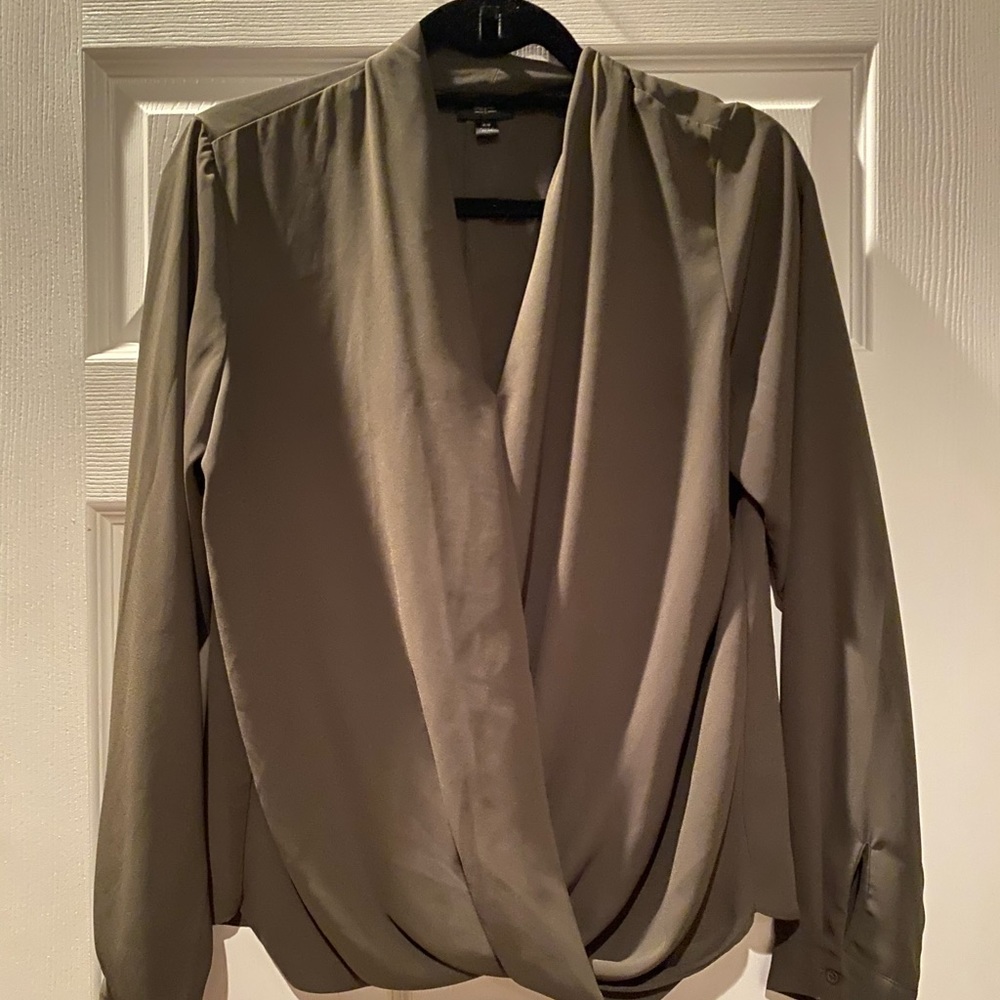 Army Green Cross-front Blouse